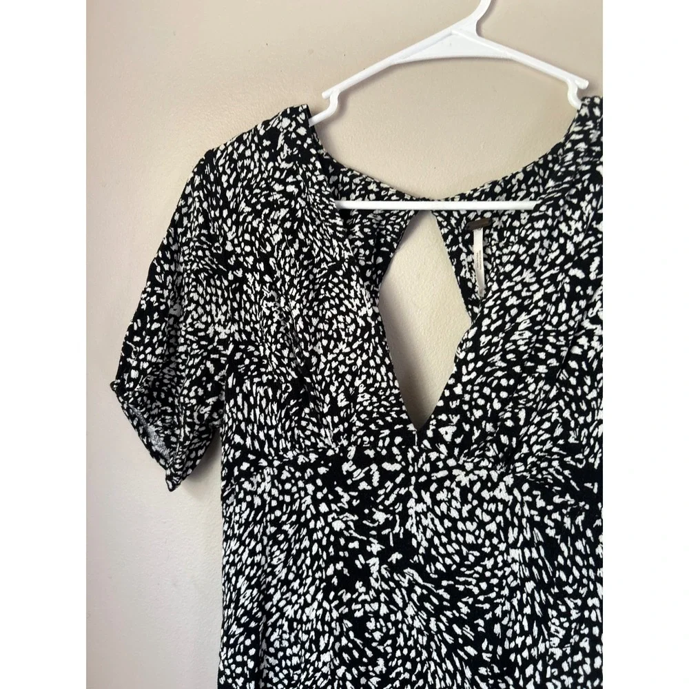 Free People Women's Black White‎ Print Midi Dress Bohemian Casual Beach
